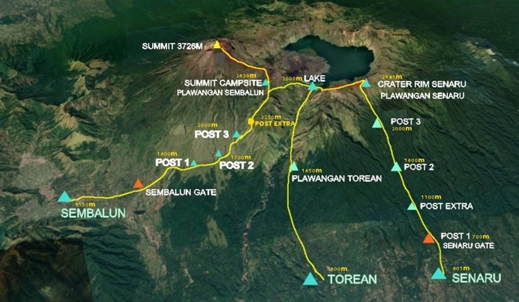 rinjani trekking info map